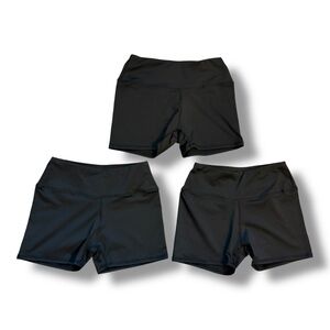 Women’s Black Athletic Bike Shorts Set of Three Size Small